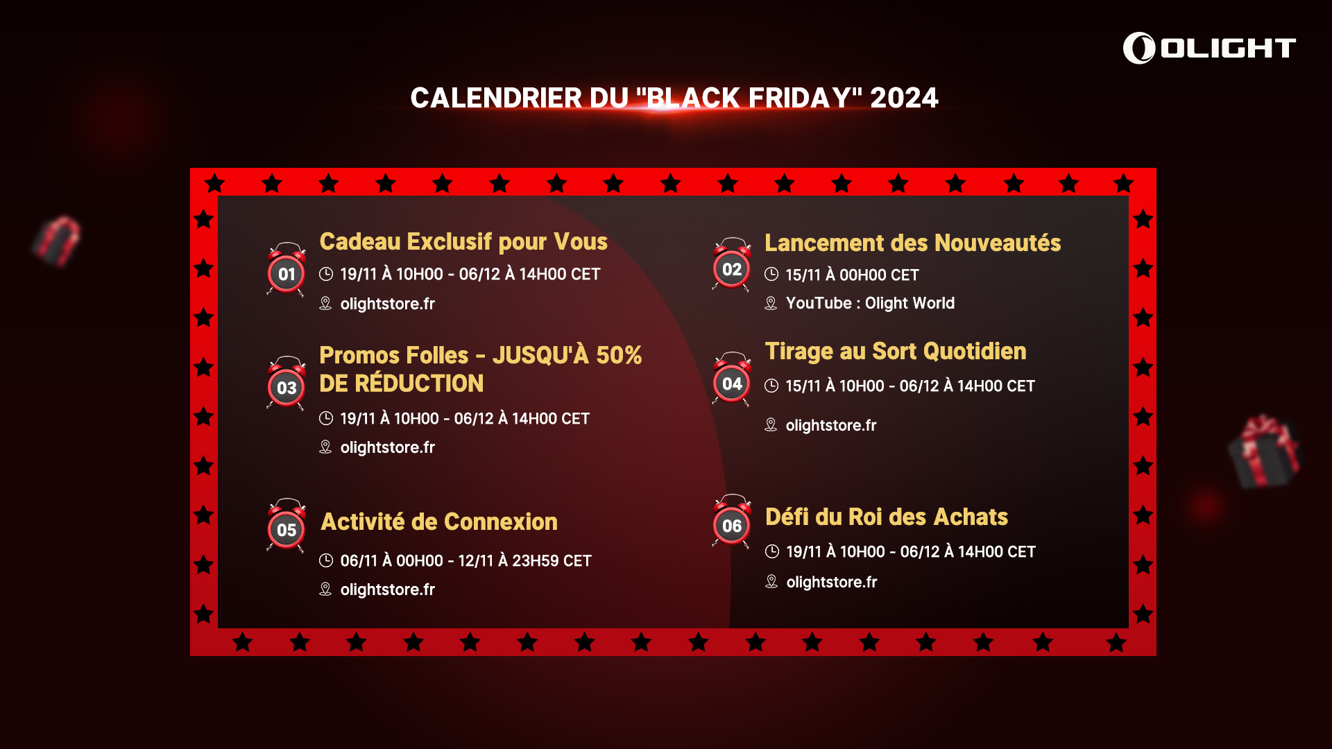 le calendrier de vente flash chez Olight France