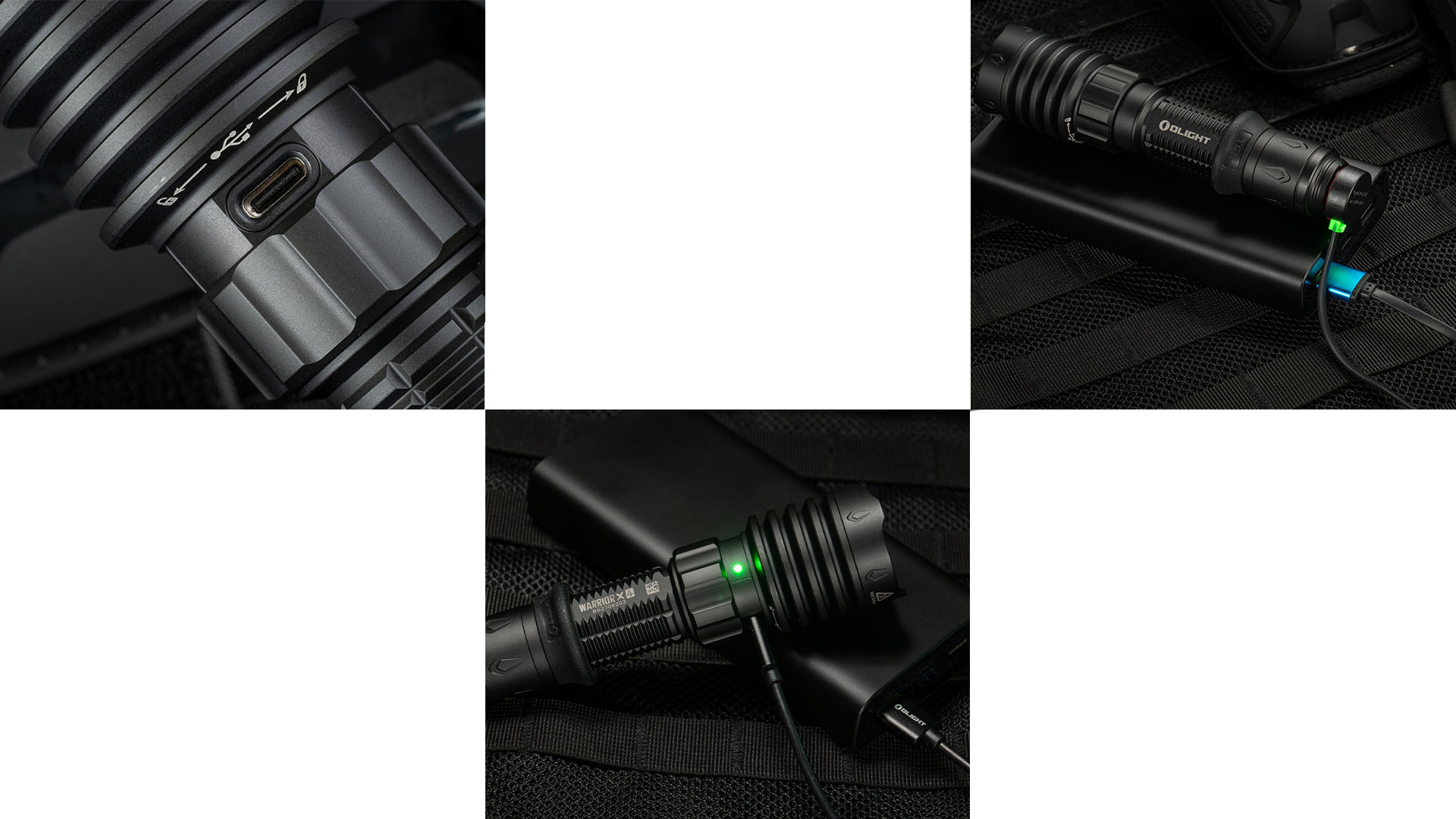 lampe tactique rechargeable recharger avec câble USB C ou magnétique